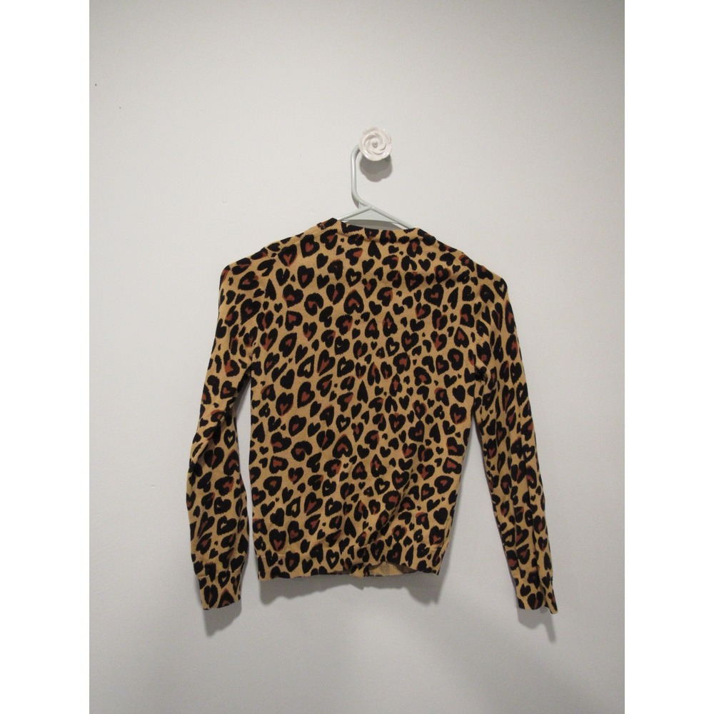 Crewcuts J.Crew Girls Leopard Heart Print Cotton Cardigan Sweater Tan Brown 12 - Picture 5 of 5